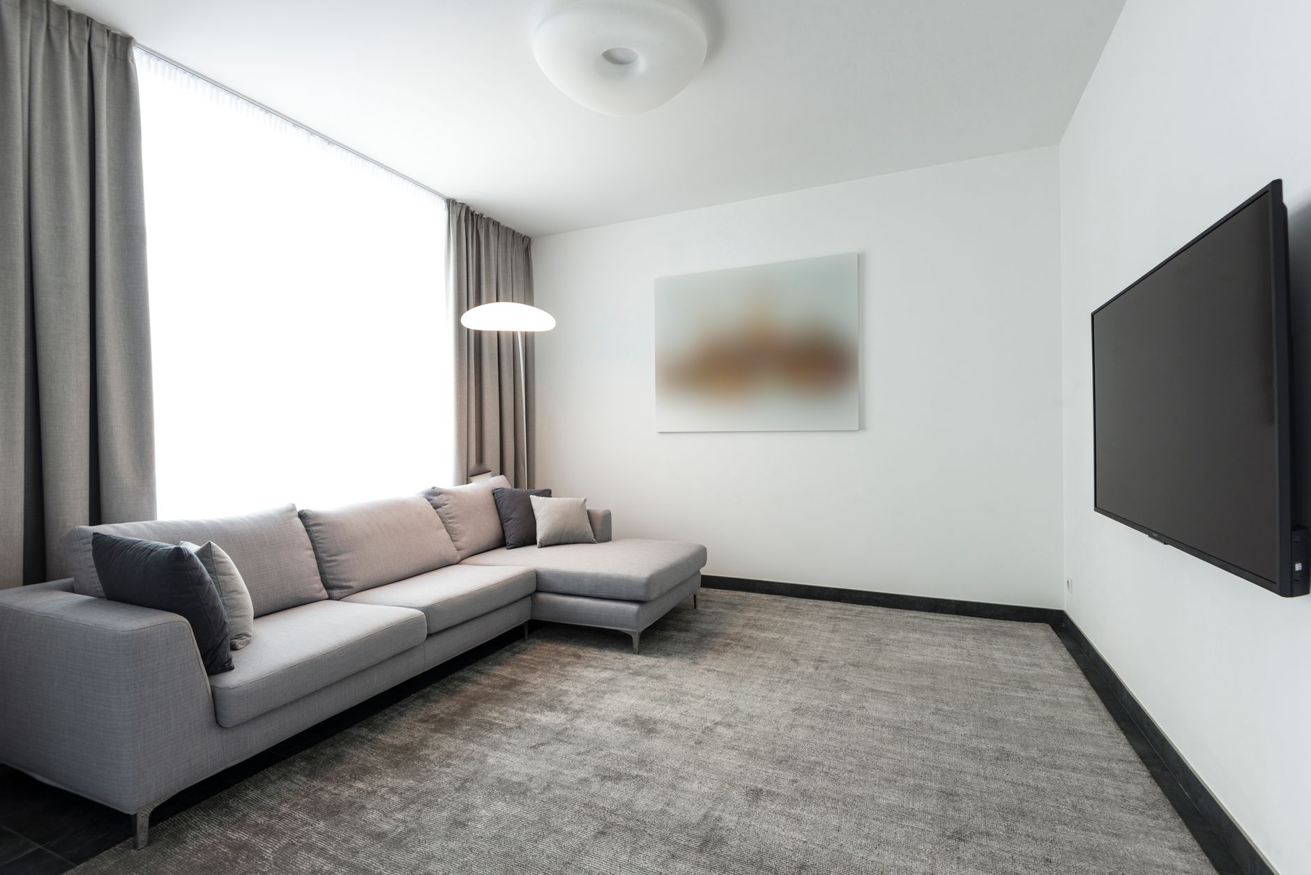 Modern living room with speakers